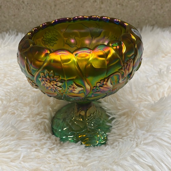 Fenton Other - Fenton Glass Water Lily Carnival Rose Cupped Compote Bowl